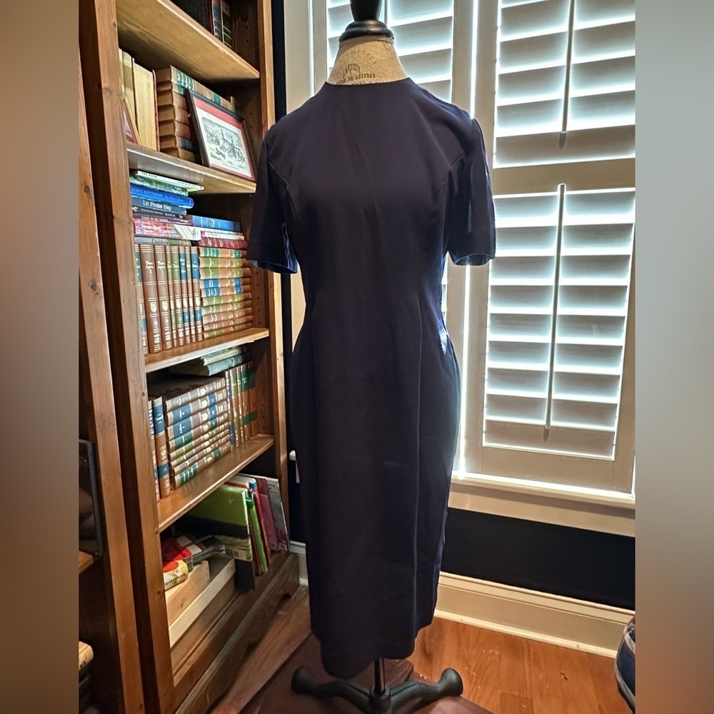 Leslie Fay Classic Navy Midi Dress
